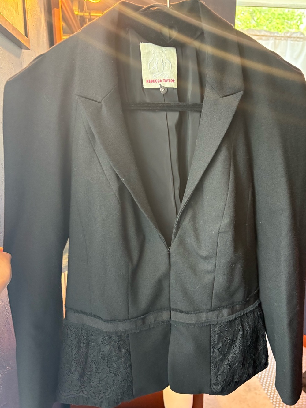 Rebecca Taylor Black Lace Peplum Blazer